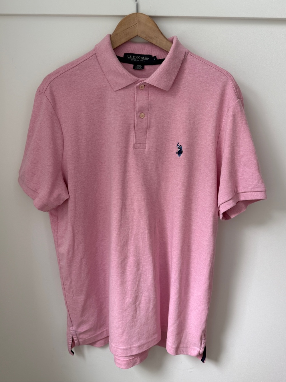 U.S. POLO ASSN. Light Pink Short Sleeve Polo Shirt Size Large